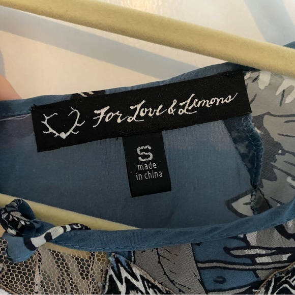 For Love & Lemons Sierra mini dress - blue and white floral cutouts - Small - Picture 6 of 6